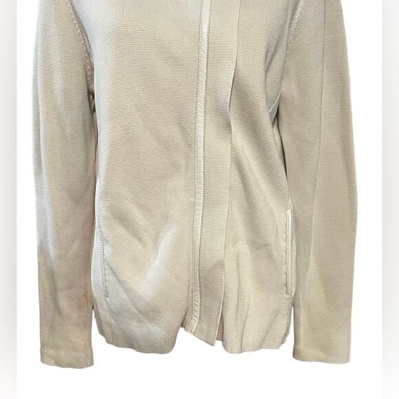 Eileen Fisher Cream Asymmetrical Zip Silk Jacket L - Picture 3 of 6